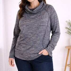 Series 8 Fitness Gray Cowl Neck Tunic Top Long Sleeve Athleisure L